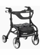 Drive Medical Nitro Sprint Hemi Rollator Walker Heavy Duty w/Seat Petite Black