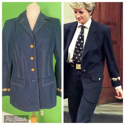 1994 Archival Escada Denim Jacket Elephant Embroidery Princess Diana