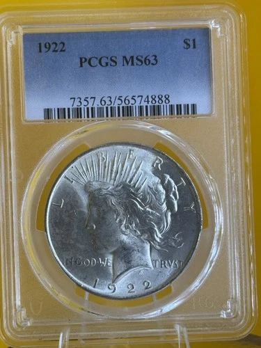 1922 PCGS MS63 Peace Dollar $1 Silver Coin Philadelphia KM#150 Uncirculated