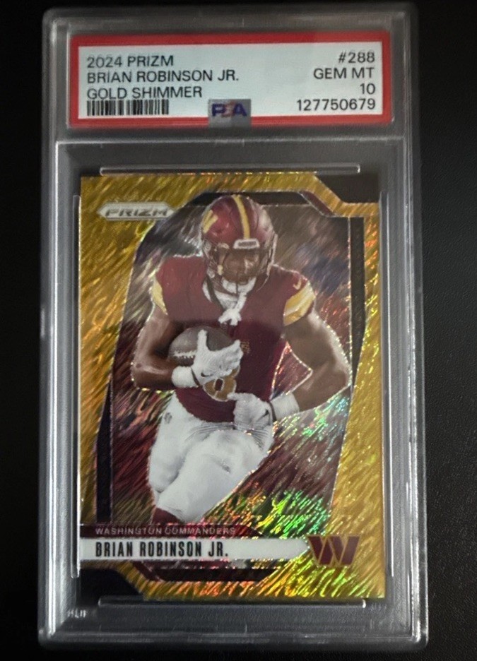 2024 Prizm Brian Robinson Jr Gold Shimmer /10 #288 PSA 10 GEM MT Commanders