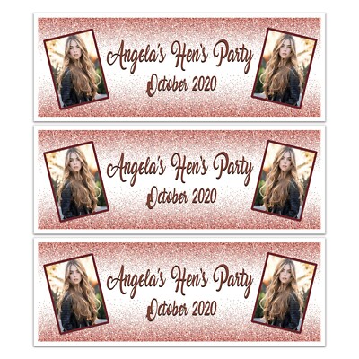 PERSONALISED HEN DO BANNER ADD A PHOTO ROSE GOLD BRIDAL PARTY WALL DECORATIONS