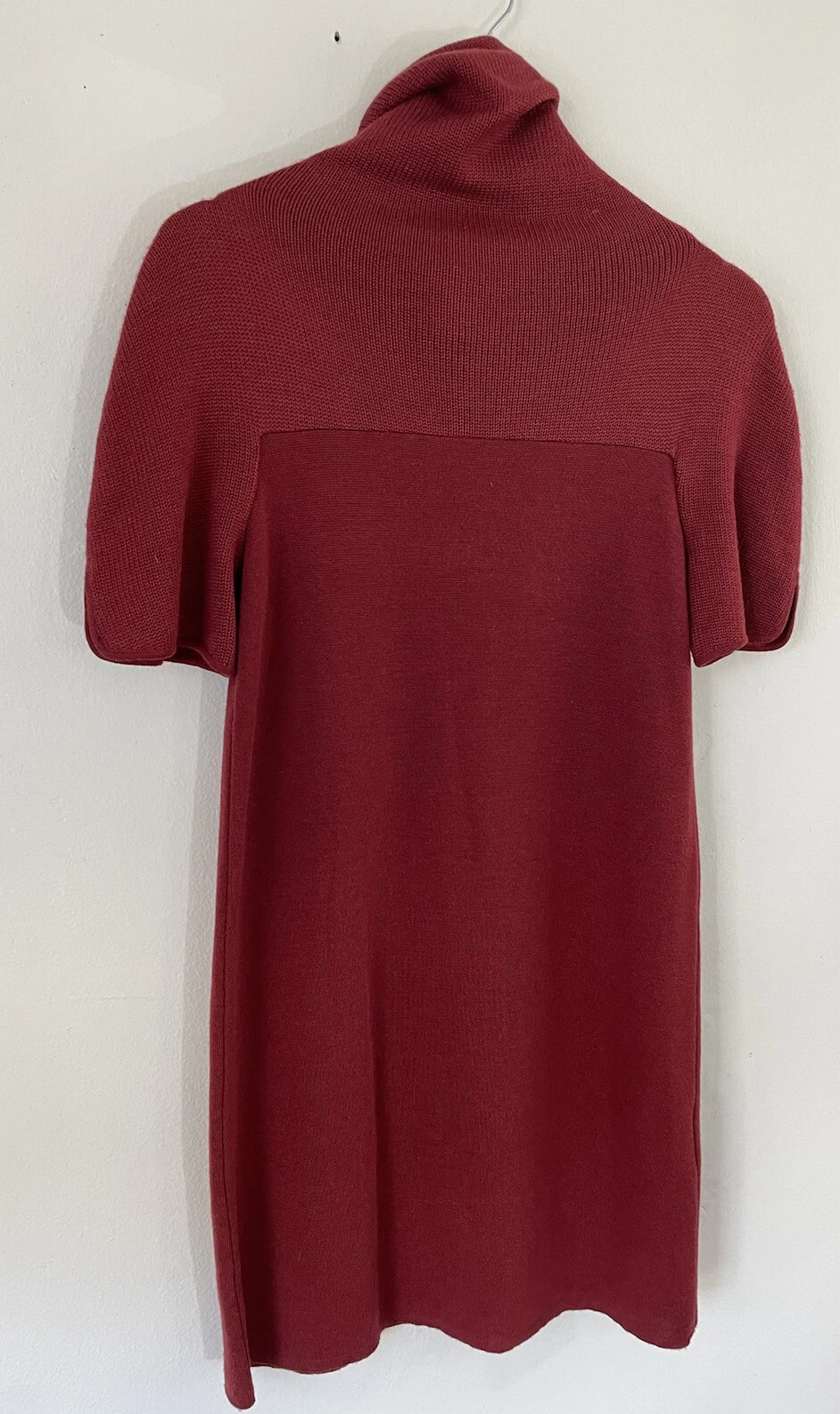 Abito donna Longchamp rosso marrone collo tartaruga maglione lana merino taglia M