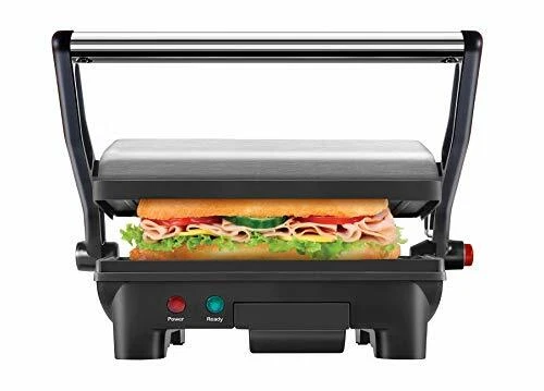 Electric Panini Press Grill and Gourmet Sandwich Maker w/ Non-Stick Coated Plate