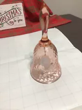 Fenton PINK Diamond Optic Glass Bell with Hand-Painted Butterfly Signed 6 1/2”