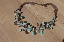 HANDMADE NECKLACE, FRESHWATER PEARLS, ABALONE DISCS, GLASS BEADS, APPROX 18"