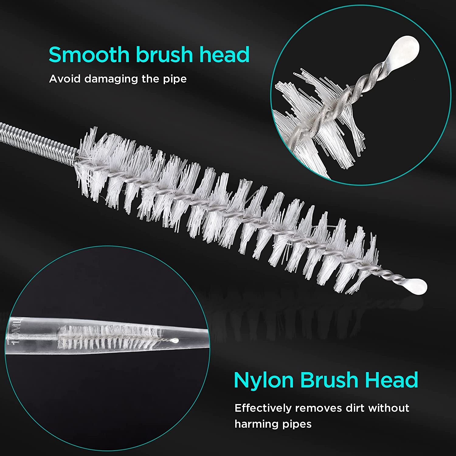 2Pcs Drain Brush Flexible Feeding Tube Brush Slim Cleaning Brush Hose ...
