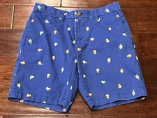 Tommy Hilfiger Blue Cocktail Drinks AOP Logo Mens 29 Pocket Bermuda Chino Shorts