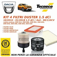 KIT TAGLIANDO 4 FILTRI PER DACIA DUSTER 1.5 dCi 90/110CV K9K 10/10>01/18 GS01438