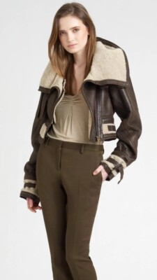 Burberry Prorsum FW10 Cropped Shearling Leather Aviator Bomber