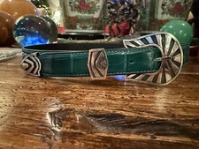 2.5  Mexican 3.4oz Sterling Silver Belt Buckle Set 1.1/8  -33-34  NU    