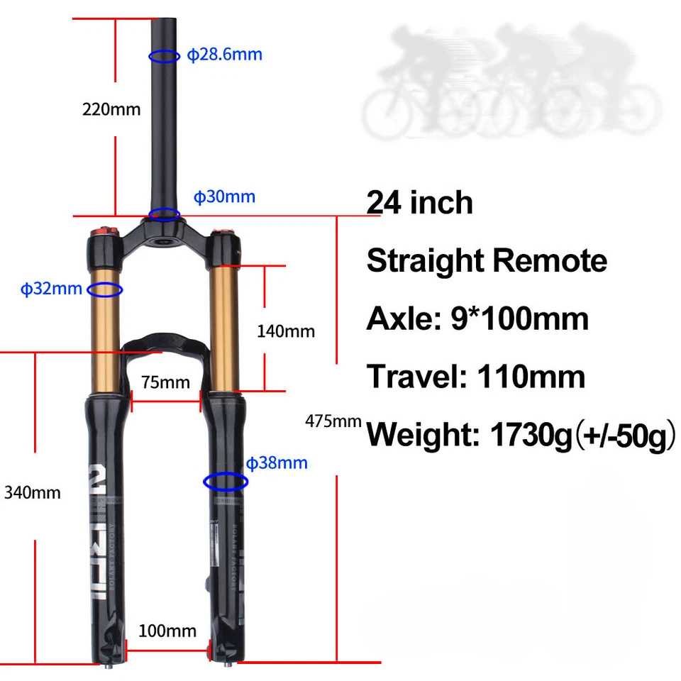 140mm Travel 24inch Bicycle Front Fork Mtb Bike Air Suspension Front Fork - Image 2 of 4