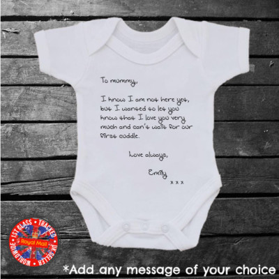 Mum Dad to be Personalised Babygrow Romper Message Gift Mother's Day Newborn