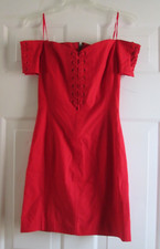 GUESS SIZE 6 RED HOT SS OFF SHOULDER CORSET DRESS SHOE-TIE BODYCON