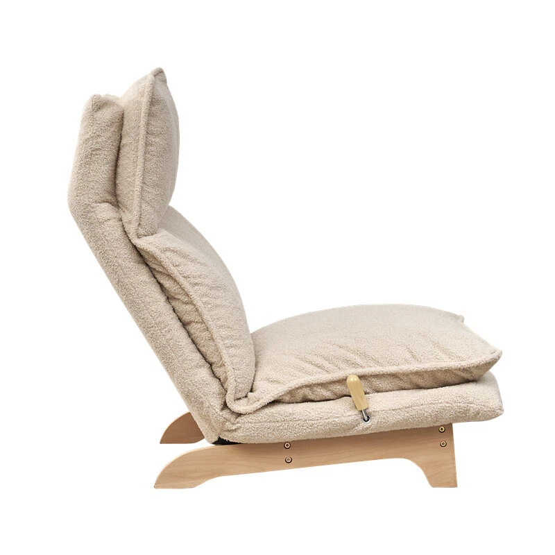 Indoor Chaise Lounge Chair Lazy Sofa w/Footrest for Living Room or Bedroom-White - Image 4 of 4