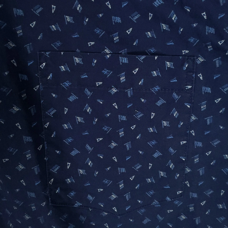 Camisa Izod Para Hombres XL Azul Blanco Estampado Completo Banderas Inteligente Informal Preppy EE. UU. Top Foto 3 de 4