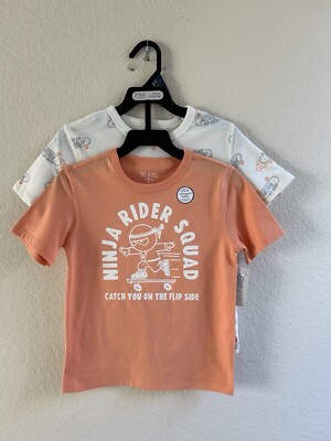 365 Kids Garanimals Boys White Orange Short Sleeves 2-Pack Skate T-shirt Size 5