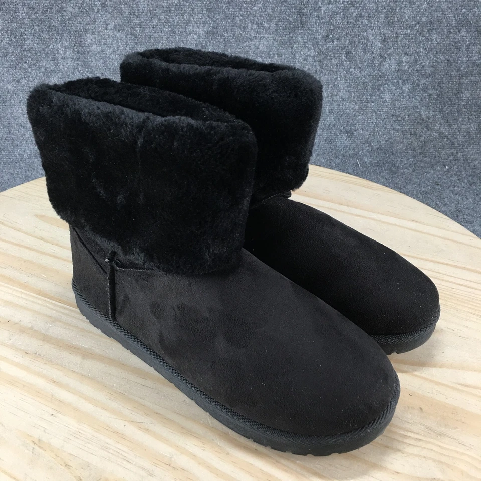 Olivia Miller Boots Womens 9 Winter Snow Black Faux Fur Slip On Casual Round Toe - Image 3 of 4