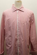 Arrow Troy Tailored Men Long Sleeve Shirt 3XL Red Striped Floral Embroidered