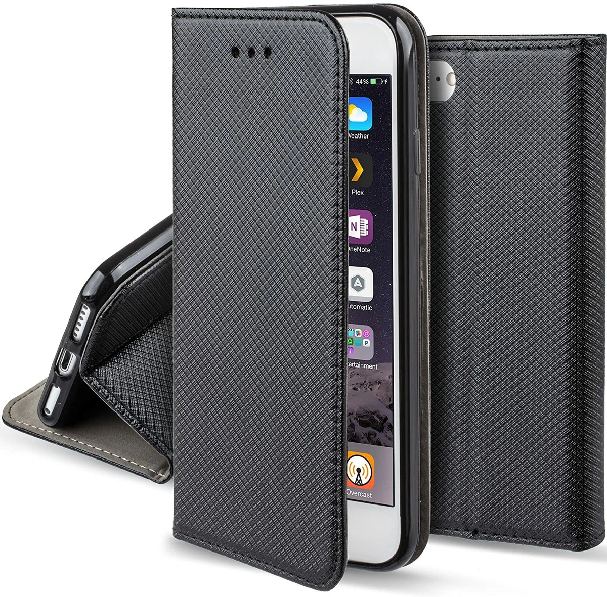 Custodia Portafoglio In Pelle Per IPhone SE 2020/7/8 (4.7") Con Supporto E Chiusura Magnetica - Nero