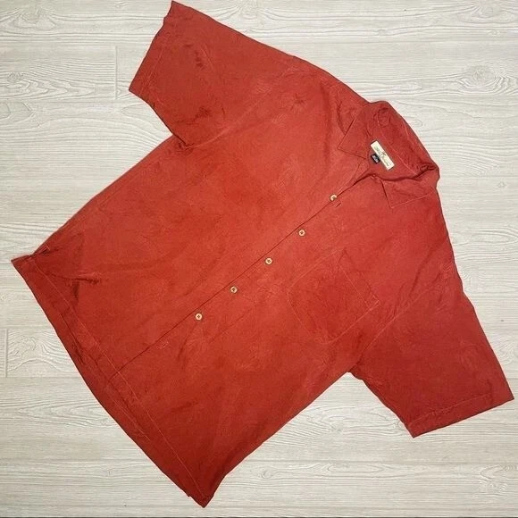 Tommy Bahama silk Hawaiian shirt subtle palm tree red design size large tropical