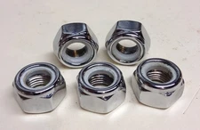 5 CHROME PLATED NYLON INSERT LOCK NUTS 5/16"-24 chopper bobber cafe hd harley