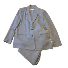 Alfred Dunner Women's Gray Shoulder Pads Blazer Pants 2pc Suit 12 Vintage