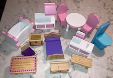 Various Wooden Wood Dollhouse Furniture Pieces fit Melissa Doug Plan Toys etc.
