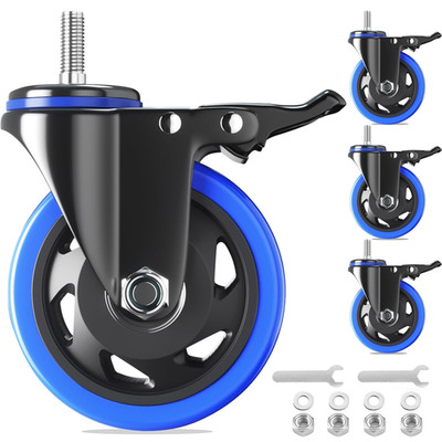 Stem Caster Wheels 2-3-4 or 5 Inch Heavy Duty Threaded Stem Mount Set of 4