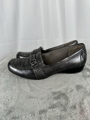 Life Stride Womens Loafers Donnell Gray Croc Slip On Walking Shoe Stretch 8.5