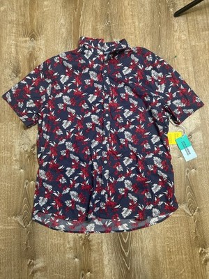 Fair Harbor Shirt Men XXL Windward SS Button Up Red White Blue NEW NWT