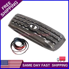 Fit 2008-2016 Toyota Sequoia Front Upper Grille Black Shell Black Insert Plastic