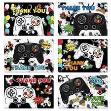 WERNNSAI 24PCS Video Game Thank You Cards with 4'' x 6'', Black
