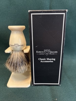 Edwin Jagger Badger Hair Shaving Brush with Stand. New in Box.