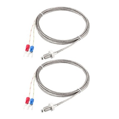 2Pcs, K Type Thermocouple Temperature Sensors M8 Thread Probe with 2M/6.6Ft Wire