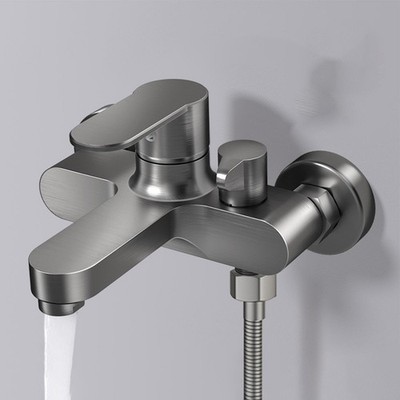 Modern Design Wall Mounted Faucet with Hand Shower Chrome Brass Construction