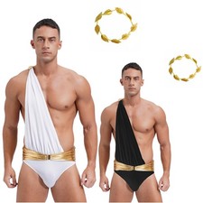 Men's Toga Costume Ancient Greek Roman Cosplay Outfits One Shoulder Bodysuit
