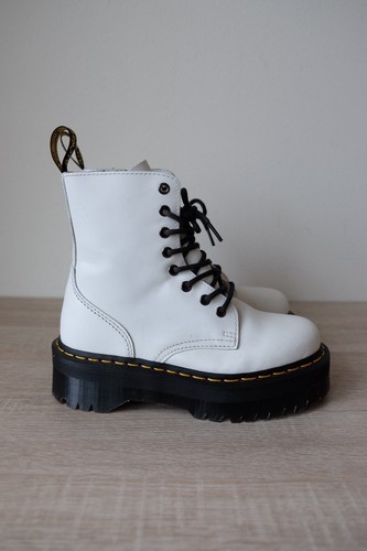Dr. Martens Women's Jadon III White Smooth Leather Platform Boots - Size 7 US - Picture 2 of 8