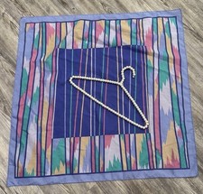 VTG 100 Silk Pink Green Blue Chiffon Chevron Striped Framed Squared Scarf 30  