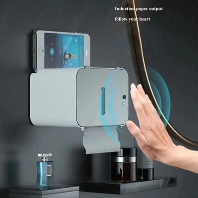 Induction Toilet Paper Holder Shelf Automatic Paper Out Wc Paper Rack Wall-Mount