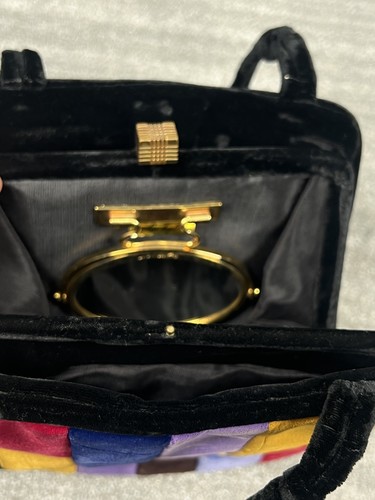 Lou Taylor Handtasche Leder Vintage 60er Samt Patchwork Boho Retro Urlaub - Bild 13 von 19