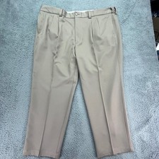 Oak Hill Mens Khaki Pleated Dress Pants Size 48x28 Flat Front Casual Office