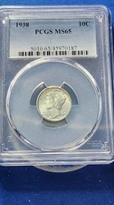1938-P 5c Mercury Dime MS65 PCGS A Bright Flashy White Dime and Very Pretty!!!