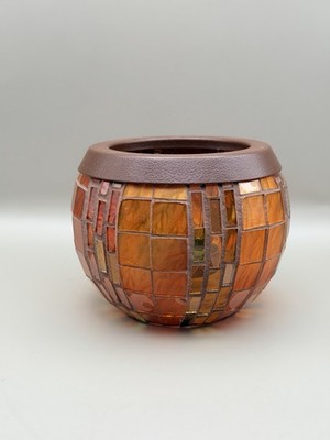Partylite Mosaik Teelichthalter Orange Glas Kerzenhalter Wohndeko