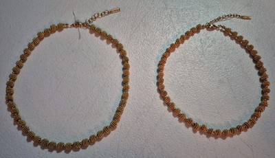 NWOT Lot Of 2 Napier Gold Tone Round Ball Bead Textured Necklaces 17'' & 19''