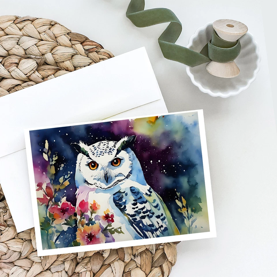 Paquete de 8 tarjetas de felicitación Snowy Owl DAC3267GCA7P Foto 2 de 3