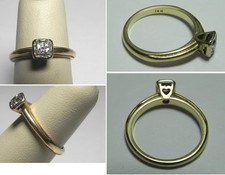 V580 Vintage Solid 14K Yellow Gold .20ct Diamond Solitaire Engagement Ring, Sz 6
