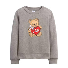 GAP Kids Graphic Sweatshirt Bear Print Crewneck Long Sleeve Dark Gray M - NEW
