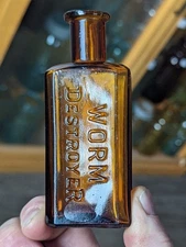 Yellow Amber Nortons Tasteless Worm Destroyer Kent Iowa IA Medicine Cure Bottle