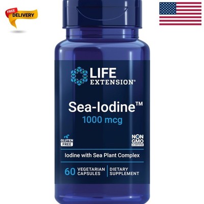 Sea-Iodine 1000mg Capsules for Thyroid Health - Non-GMO, 60 Vegetarian Capsules