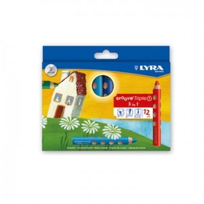 Lyra Groove Triple One Colored Pencils Set - Ergonomic Jumbo Artist,  12 Colors